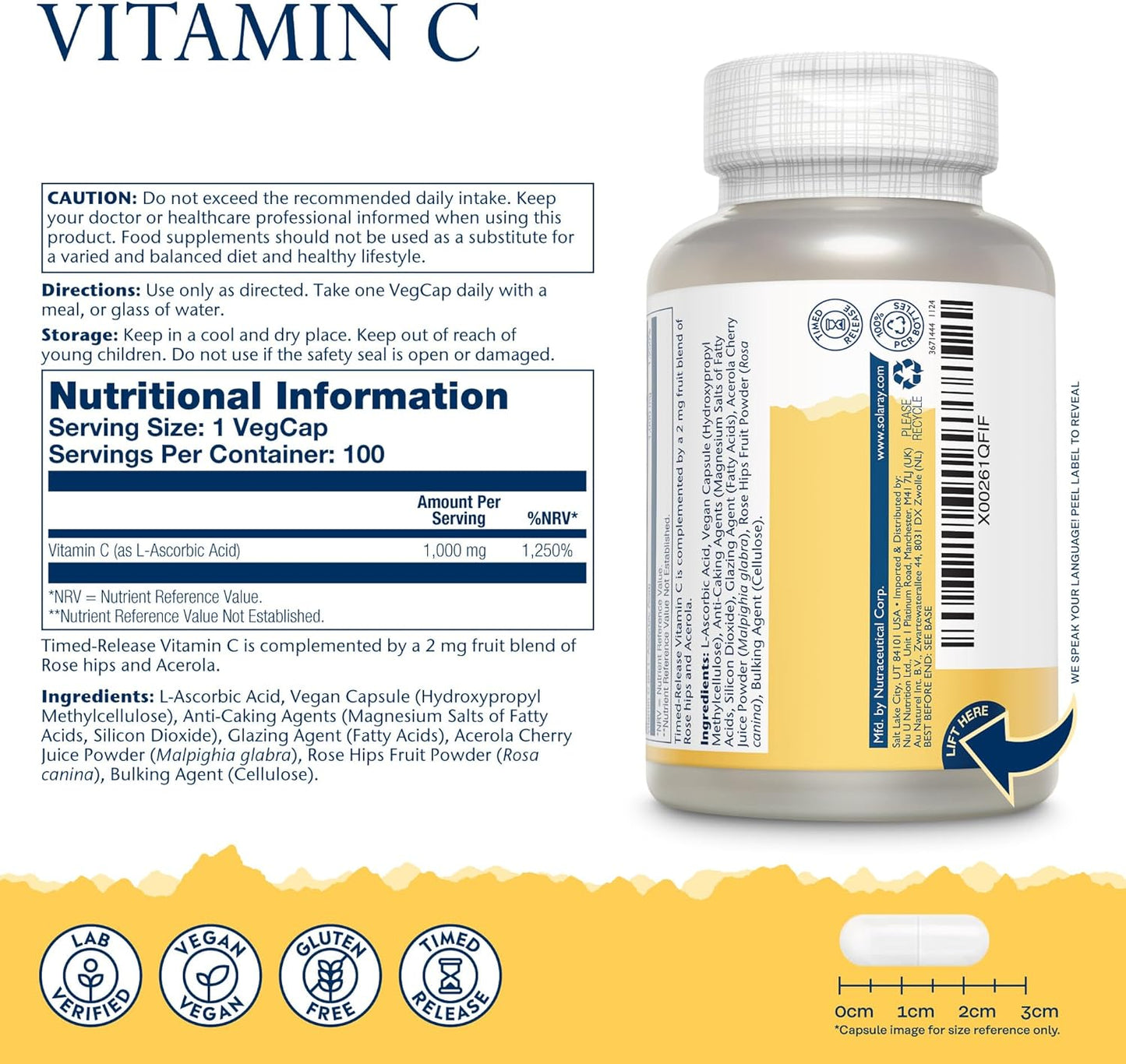 Vitamina C 1000 mg con rosa canina