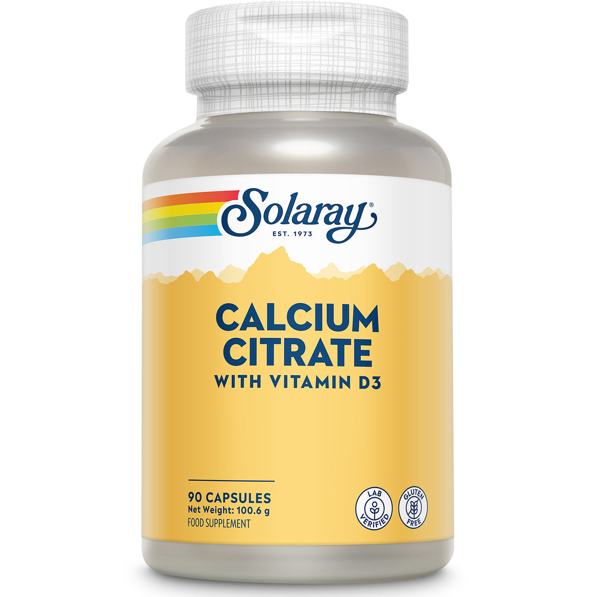 Solaray Calcium Vitamin D3, 90 capsules—supports bone health with calcium and vitamin D3.