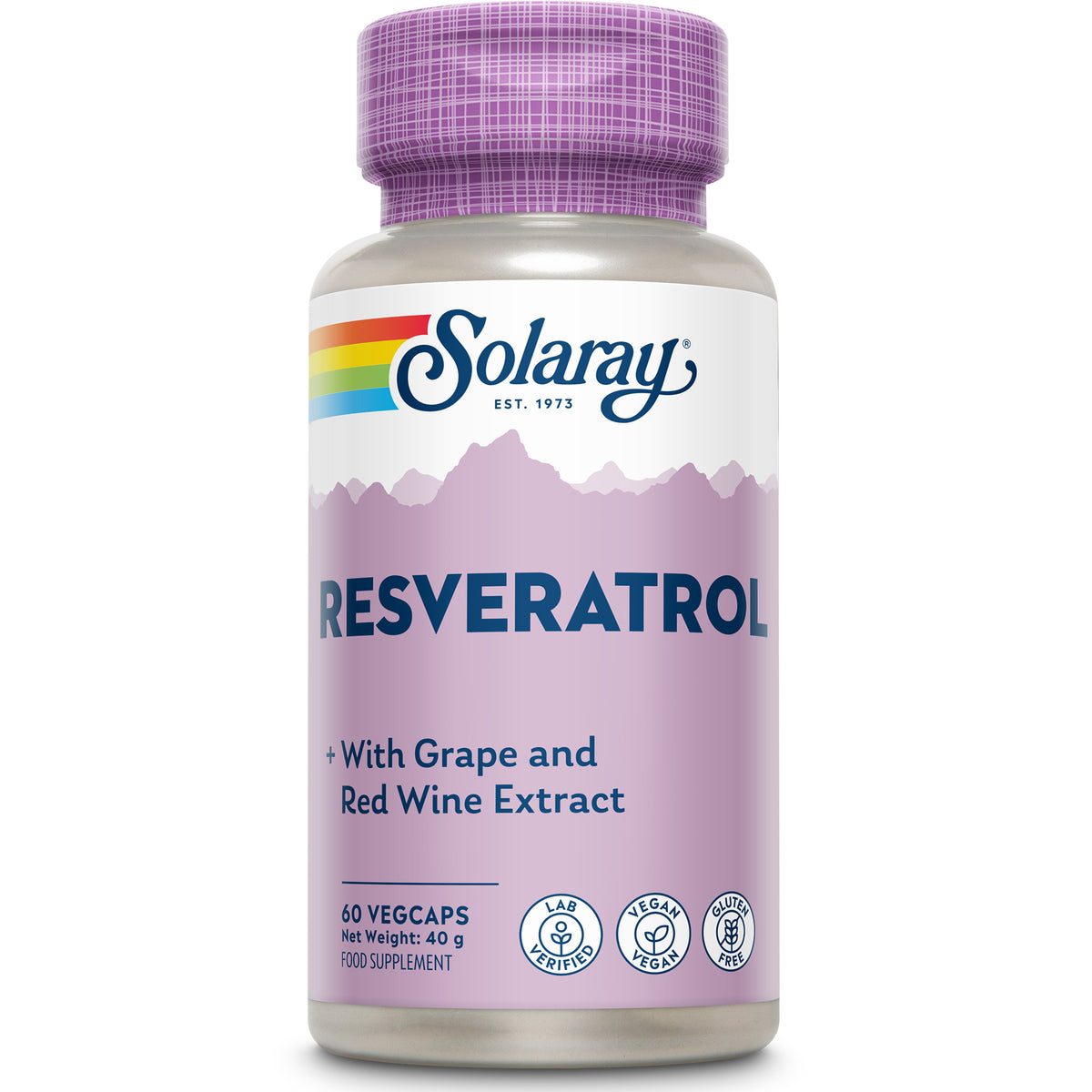 Solaray Resveratrol, 60 capsule vegetali con estratti di uva, vino rosso e poligono giapponese.