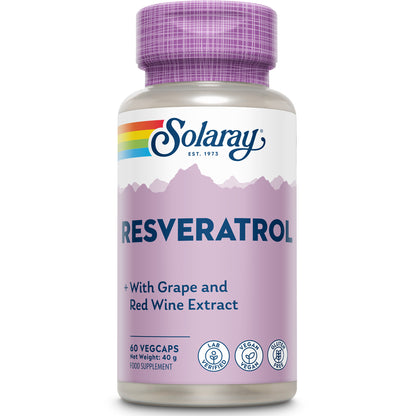 Solaray Resveratrol, 60 capsule vegetali con estratti di uva, vino rosso e poligono giapponese.