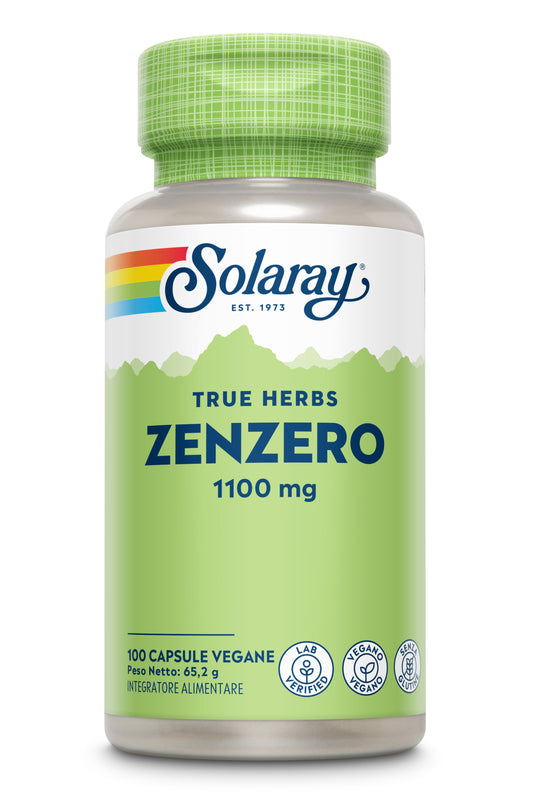 Solaray Zenzero 1100 mg, 100 capsule vegane di polvere di zenzero, integratore a base di erbe.