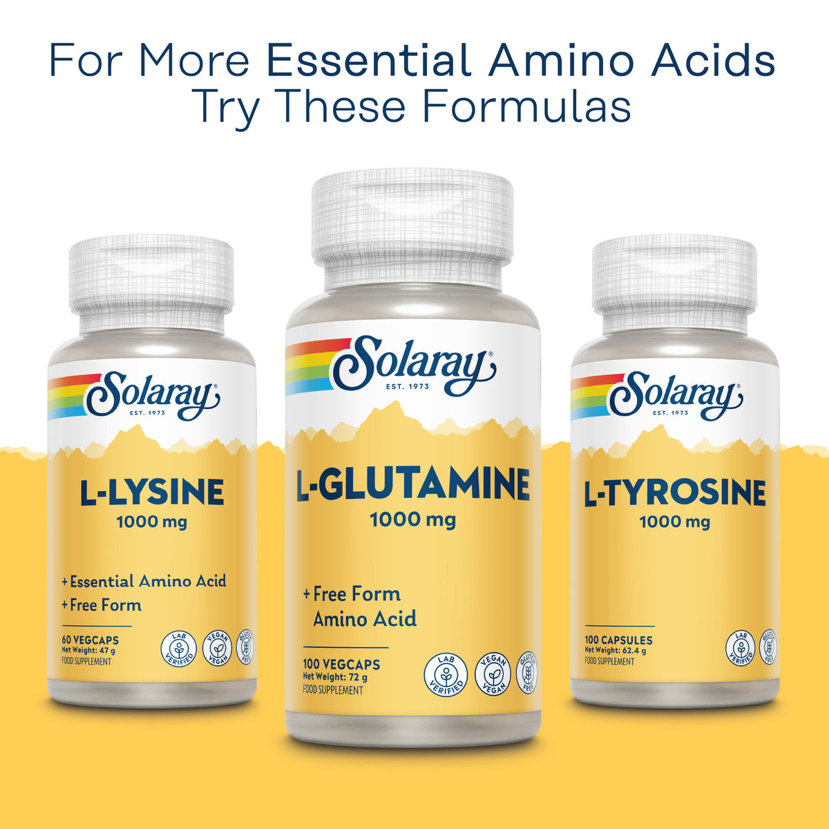 Solaray’s L-Glutamine capsules are a vegan-friendly amino acid supplement.