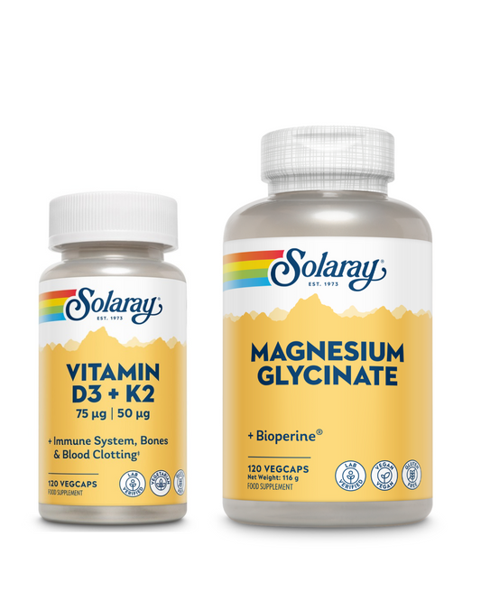 Stay active bundle featuring Vitamin D3 plus K2 and Magnesium Glycinate bottles